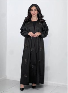 Generic Premium Tafetta Silk Abaya with Soft Satin Lining – Elegant Embroidery & Flowing Cut | Available in Multiple Sizes | Classic Black Elegance  - Image 1