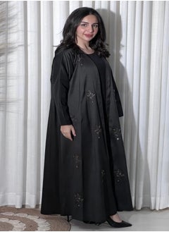 Generic Premium Tafetta Silk Abaya with Soft Satin Lining – Elegant Embroidery & Flowing Cut | Available in Multiple Sizes | Classic Black Elegance  - Image 2