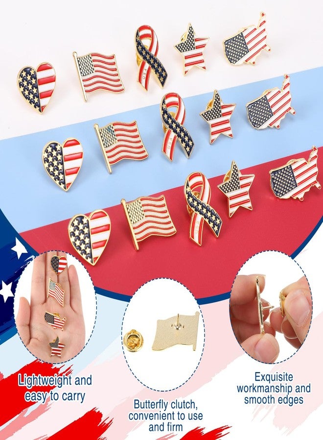 Inbagi American Flag Lapel Pins Bulk USA Waving Flag Pins Memorial Day Veteran Gifts Souvenir Hat Men Women Patriotic (50 Pcs) - Image 3