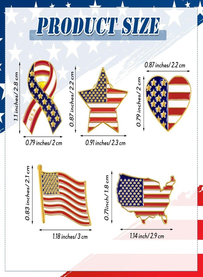 Inbagi American Flag Lapel Pins Bulk USA Waving Flag Pins Memorial Day Veteran Gifts Souvenir Hat Men Women Patriotic (50 Pcs) - Image 2