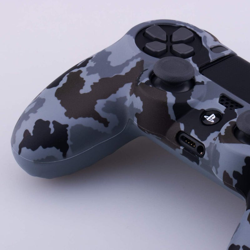 9CDeer 1 Piece of SiliconeTransfer Print Protective Cover Skin + 6 Thumb Grips & Dust Proof Plugs for PS4/Slim/Pro Controller Camouflage Grey - Image 3