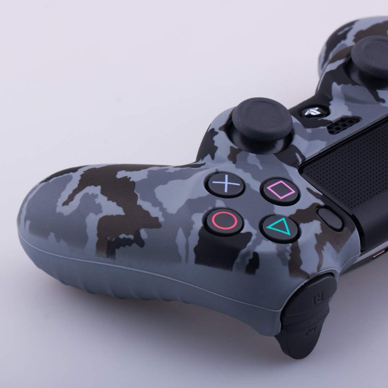 9CDeer 1 Piece of SiliconeTransfer Print Protective Cover Skin + 6 Thumb Grips & Dust Proof Plugs for PS4/Slim/Pro Controller Camouflage Grey - Image 4