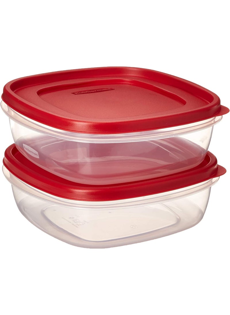 Rubbermaid - Rubbermaid 608866900580 Easy Find Lid Square 9Cup Food Storage 2 Containers 2 Red - Image 1