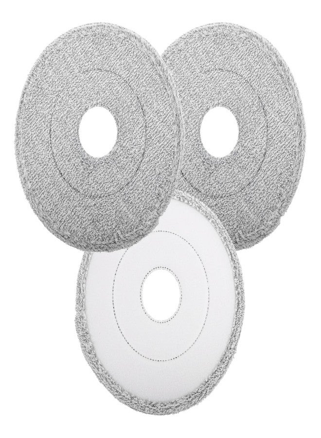 Yardenfun 3-Pack Replacement Mop Heads Round Microfiber Mop Pads Washable Cleaning Heads for Hardwood Tile Marble Floors Durable Refills - Image 1