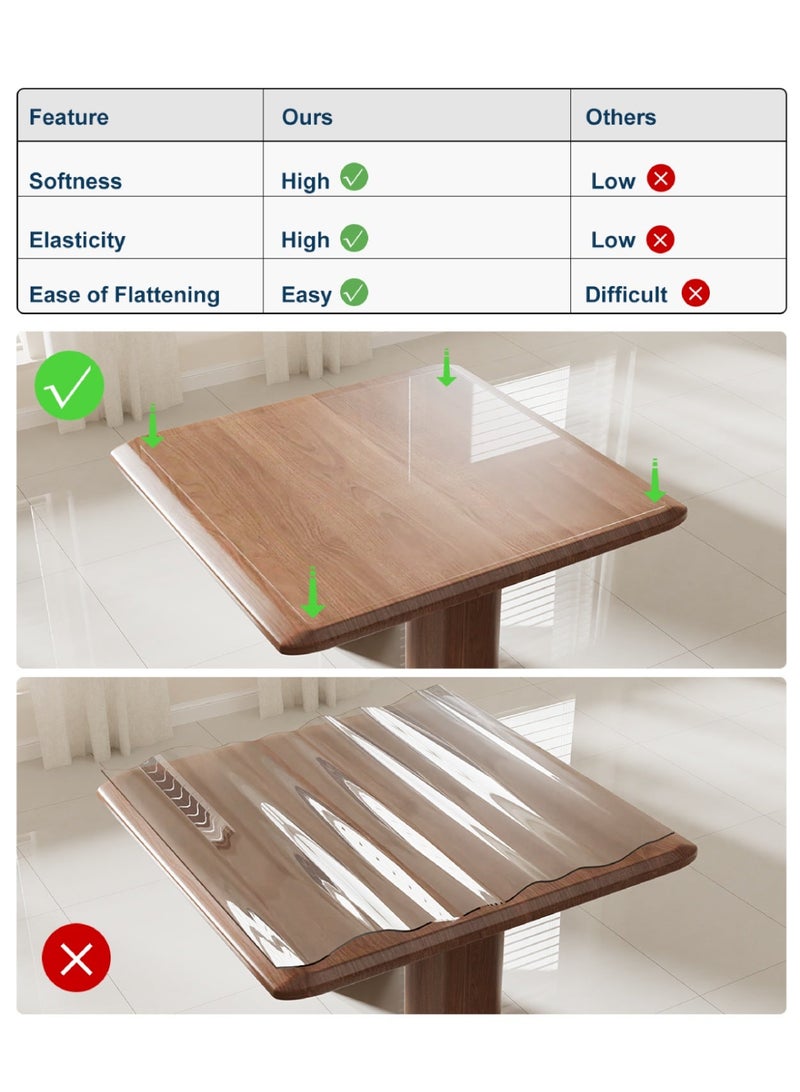FURKIT غطاء طاولة شفاف من PVC 1.5 مم – مضاد للانزلاق وحماية من الماء – حصيرة بلاستيك للطاولة (طاولة طعام / مكتب) – 120*60 سم/47.2*23.6in - Image 5