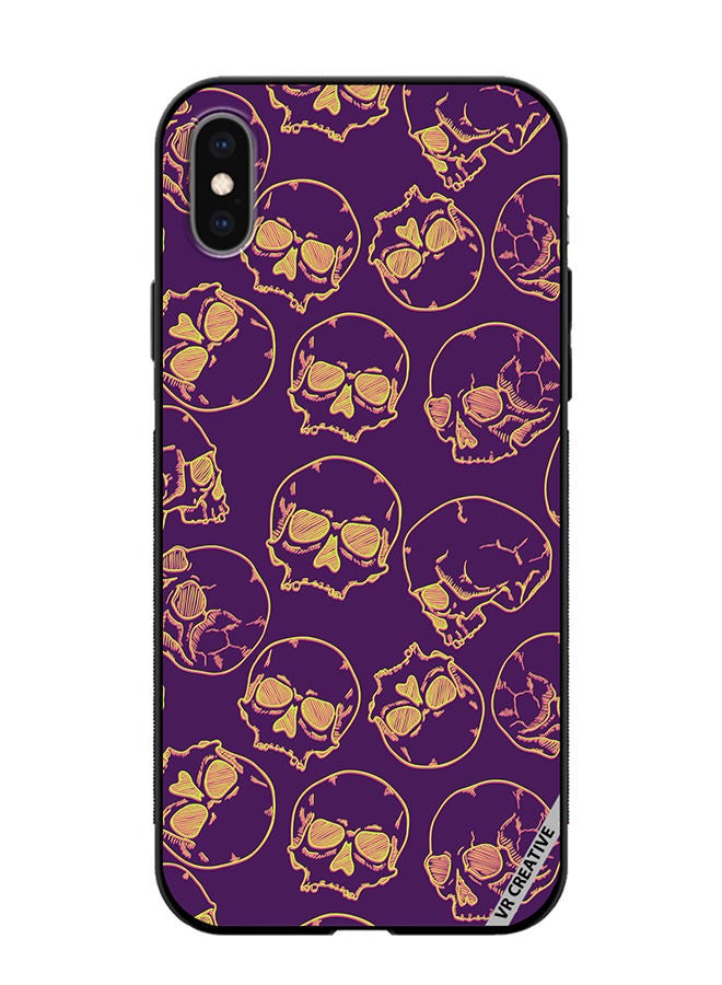 VR CREATIVE Protective Case Cover For Apple iPhone XS Max Fluorescent Sketch Skulls Design Multicolour - Image 1