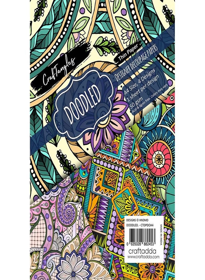 CrafTangles Decoupage Paper Pack - Doodled (A4) - 4 Sheets - Image 3