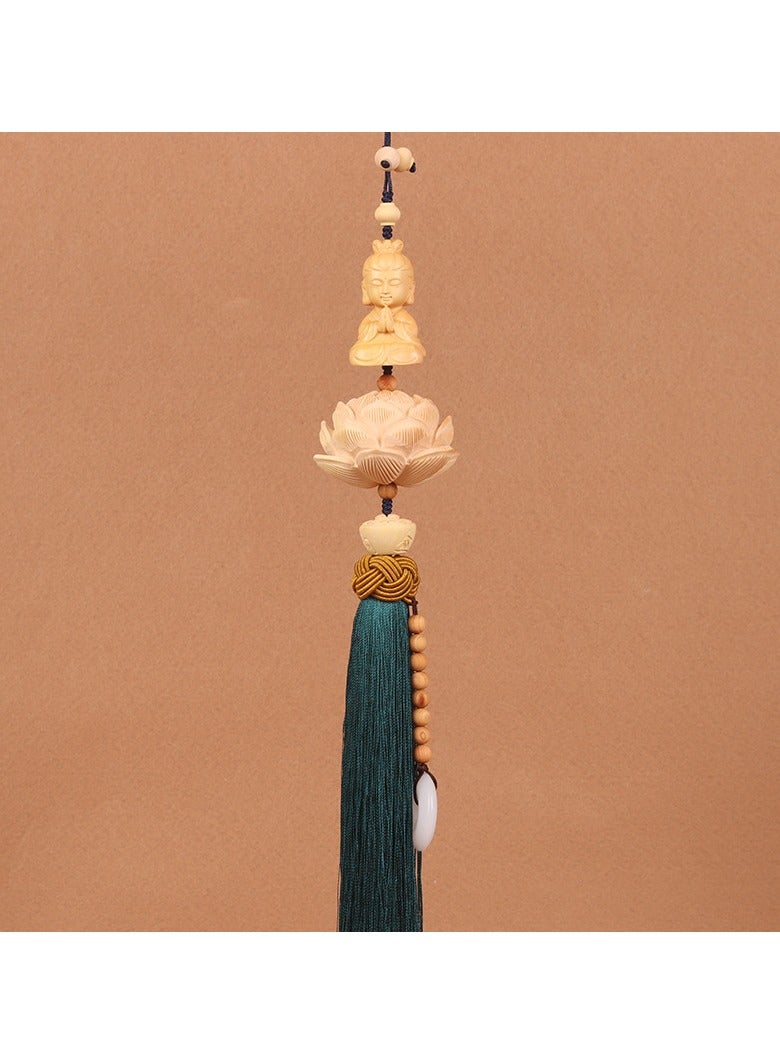 KUYING Lotus And Peach Wood Pray For Blessings Pendant For Interior Rearview Mirror 