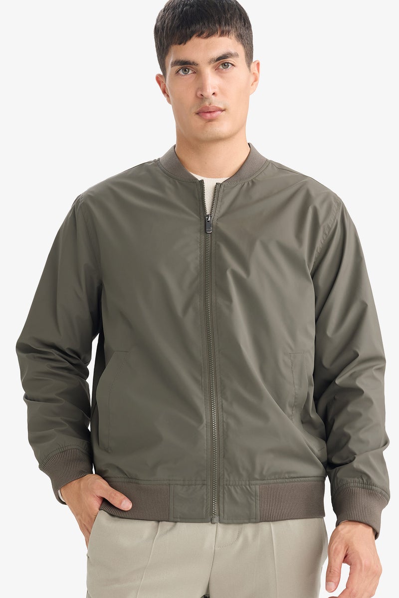 DeFacto Green Man Slim Fit Lined Water Repellent Bomber Jacket Casual - Image 1