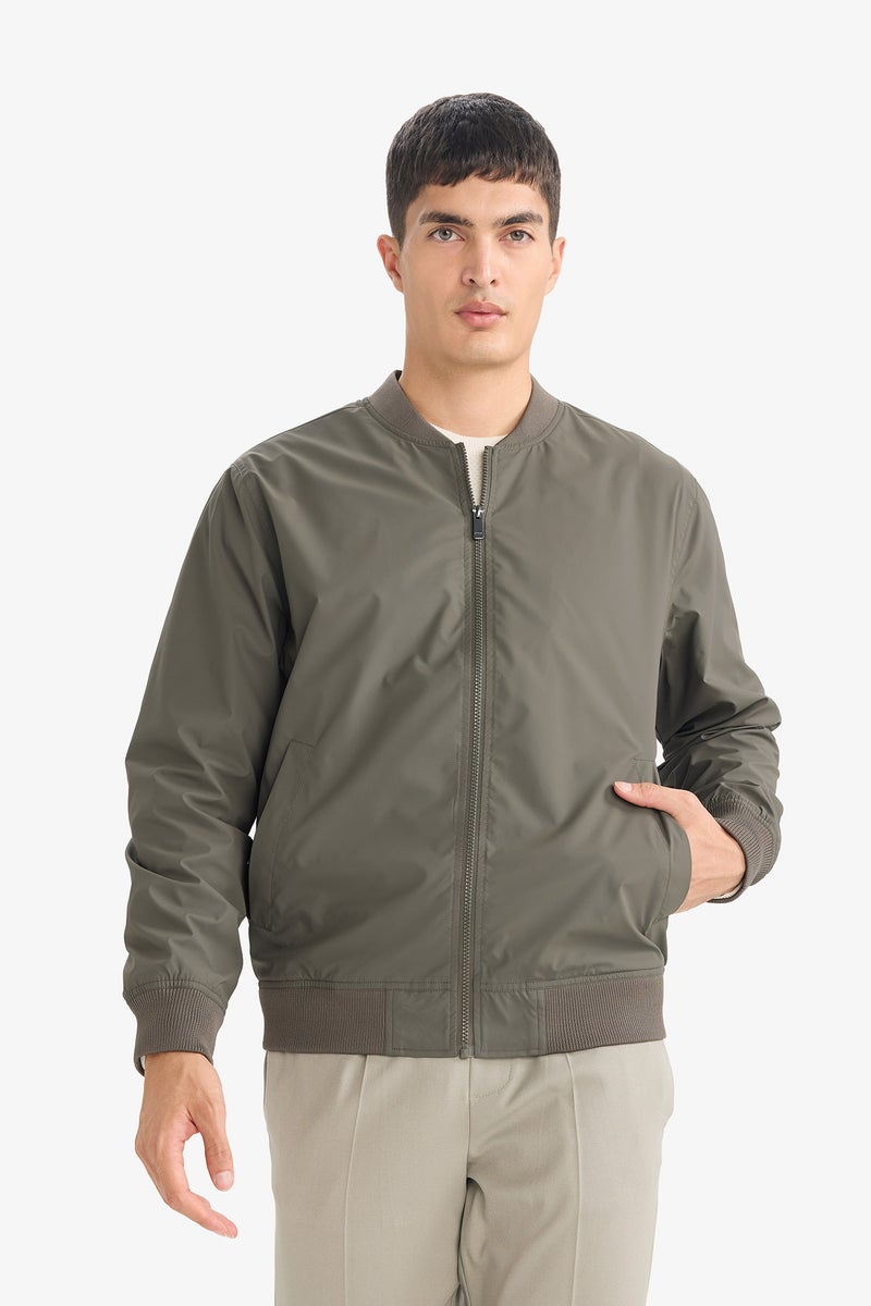 DeFacto Green Man Slim Fit Lined Water Repellent Bomber Jacket Casual - Image 3