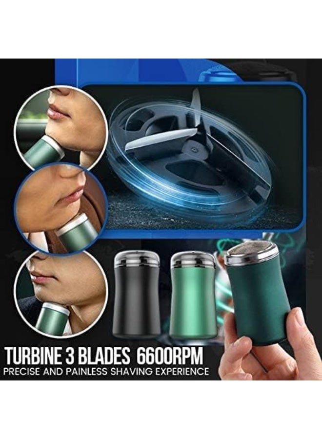 Mini Portable Electric Shaver for Men, Washable IPX7 Waterproof Electric Razor, Green - Image 2