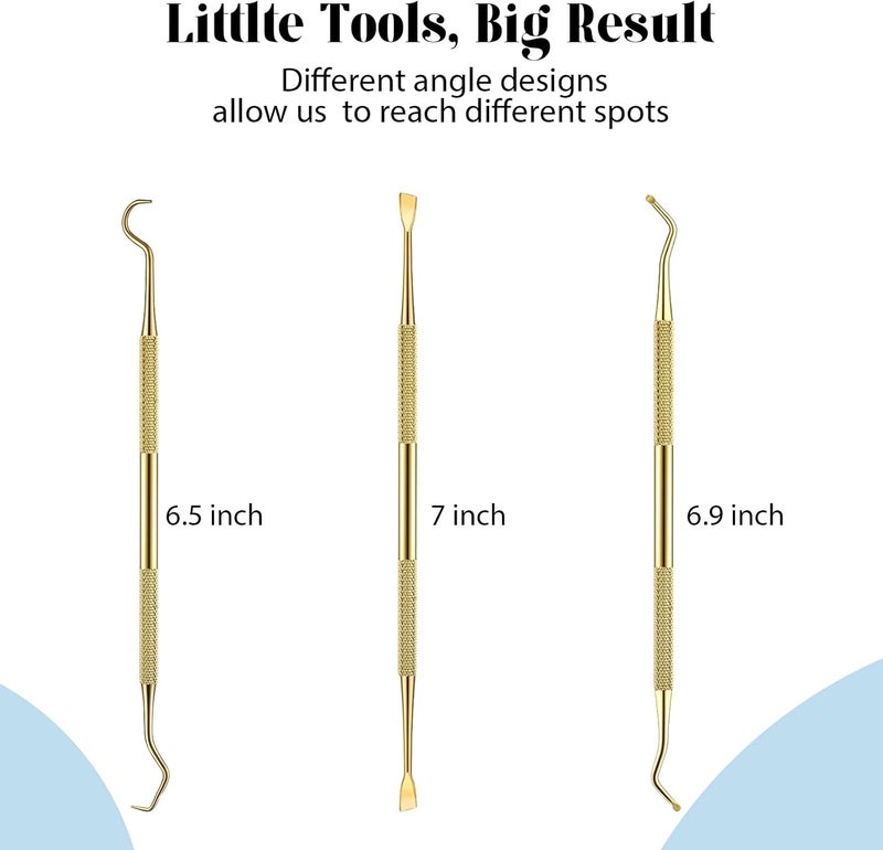 3 Pieces Dog Dental Tooth Scaler and Scraper Stainless Double Headed Tarter Remover Scraper Pet Teeth Cleaning Tools for Dog and Cat (Gold) - Image 2