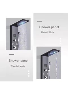 ZEECRY ZeeCry Thermostat Shower Panel Matte Black Edition 5in1 System with 8 Body Massage Spray Handheld Shower WallMounted Digital Display Temperature Shower Panel Stainless Steel 304 Luxury Black  - Image 3