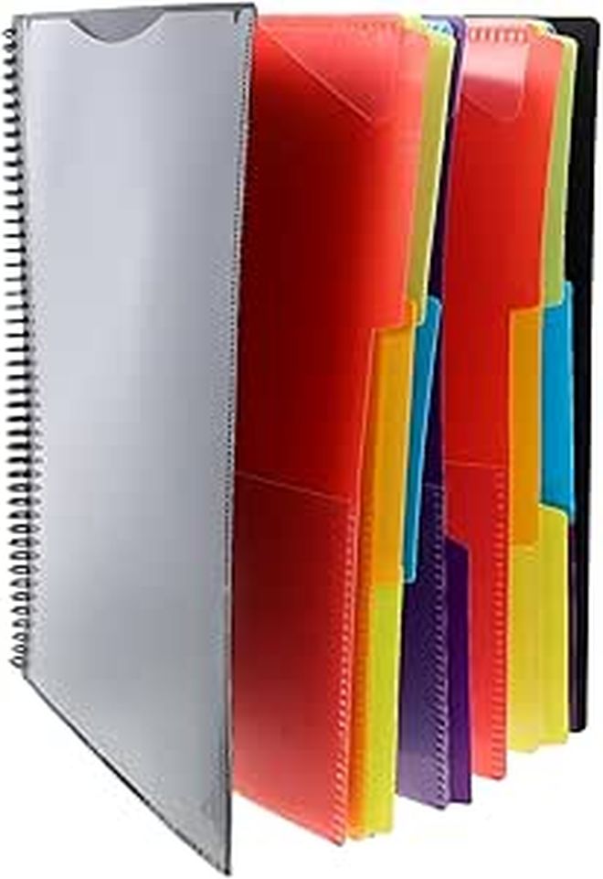 12 Page Coil Design File Folder Plastic Document Organizer With Pockets - Image 1
