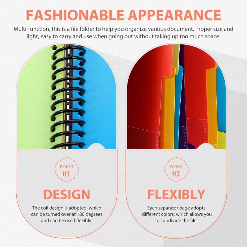 12 Page Coil Design File Folder Plastic Document Organizer With Pockets - Image 4