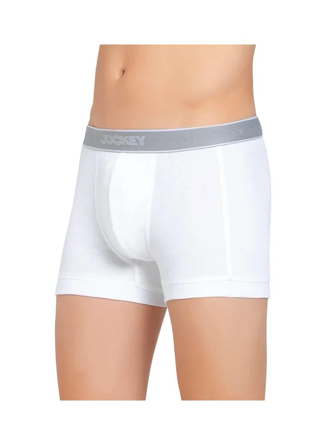 JOCKEY JOCKEY 1015 Super Combed Cotton Rib Solid Trunk for Men - White | StayFresh Antimicrobial Treatment | Ultra-Soft & Label-Free Comfort | Ride-Up Resistant