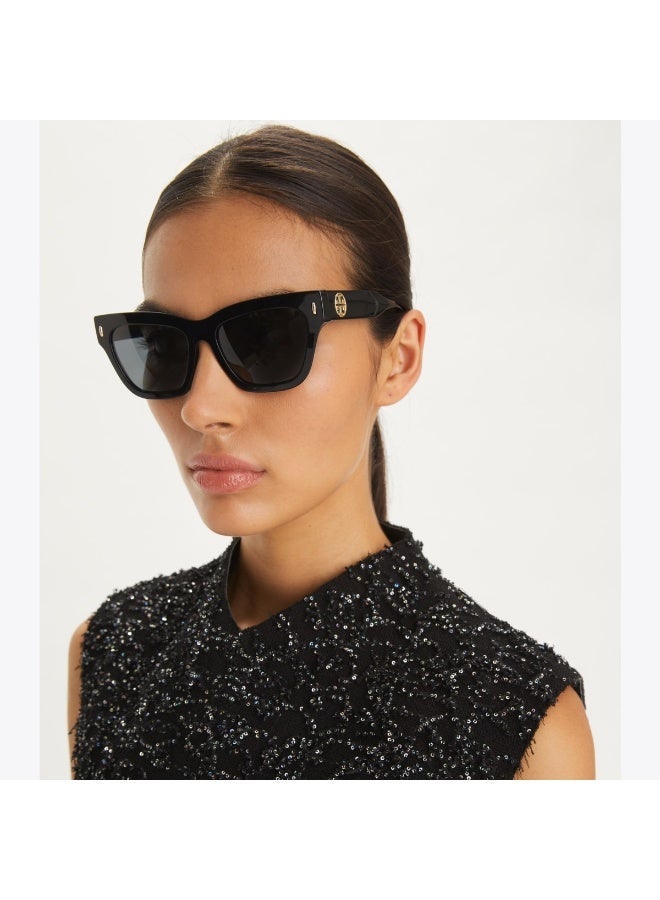 Tory Burch Black Rectangular Sunglasses - Image 2