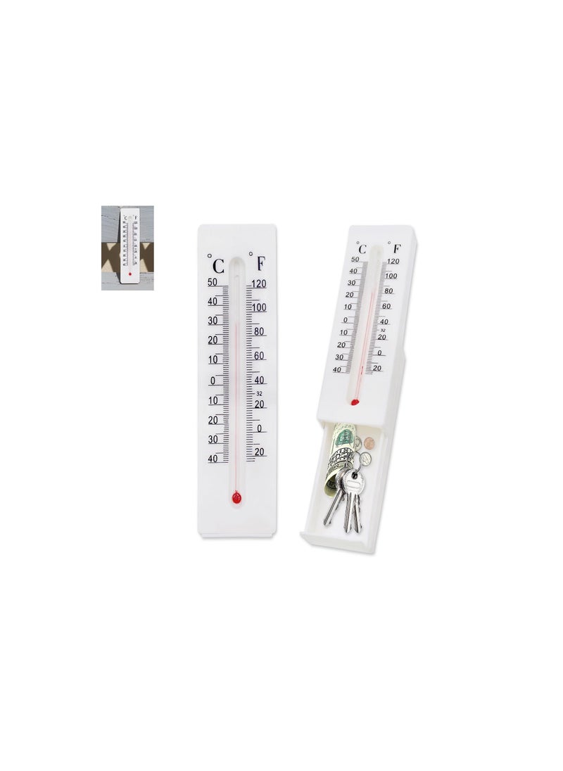 Generic - Key Cabinet Outdoor, Hide a Key, Thermometer Decorative Hide a Key Diversion Hidden Compartment Secret Hidden Storage, Key Hider Outdoor, Secret Hiding Containers for Coins, Money and Key(2 Pack) - Image 1