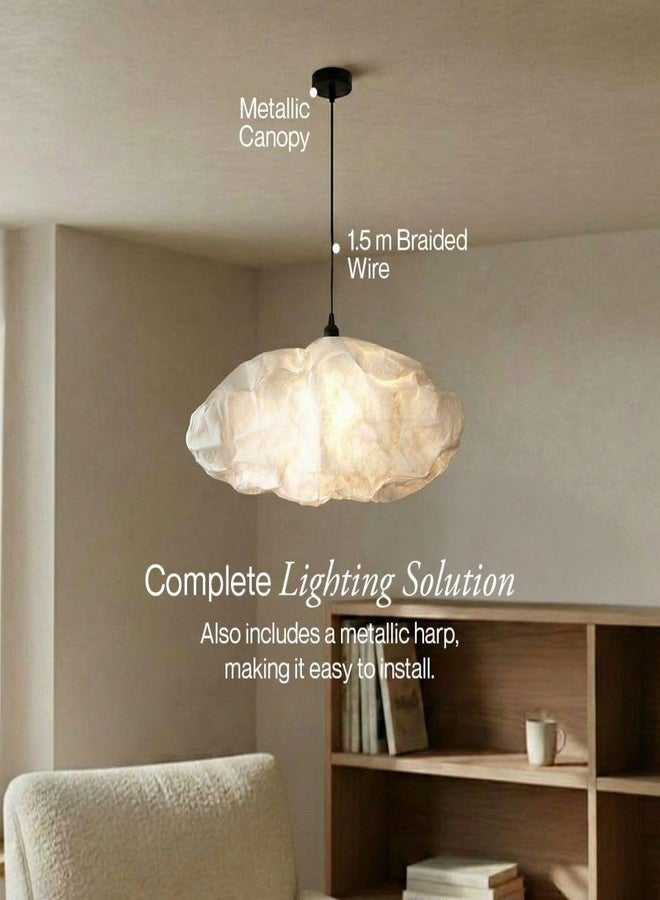 FIG Living Cloud Pendant Lamp (Off-White) | Recycled Synthetic Handcrafted Ceiling Lamp | Best for Living Room, Dining Room, Hallway | Modern Design Hanging Light | Wedding Gift (Bulb not Included) - Image 4