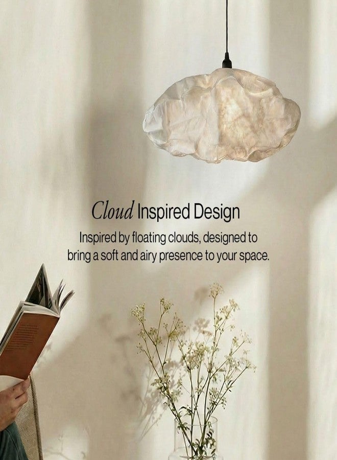 FIG Living Cloud Pendant Lamp (Off-White) | Recycled Synthetic Handcrafted Ceiling Lamp | Best for Living Room, Dining Room, Hallway | Modern Design Hanging Light | Wedding Gift (Bulb not Included) - Image 3