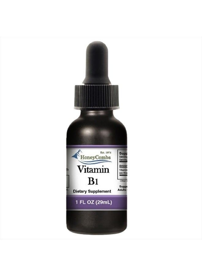 HoneyCombs Vitamin B1 (Thiamine) Drops - High Potency Thiamine Vitamin B1 Extract - Vegan, Alcohol-Free Non-GMO Vitamin Liquid - Maintain Nervous System Health, Support Digestion & Boost Energy, 1 Fl Oz. - Image 1
