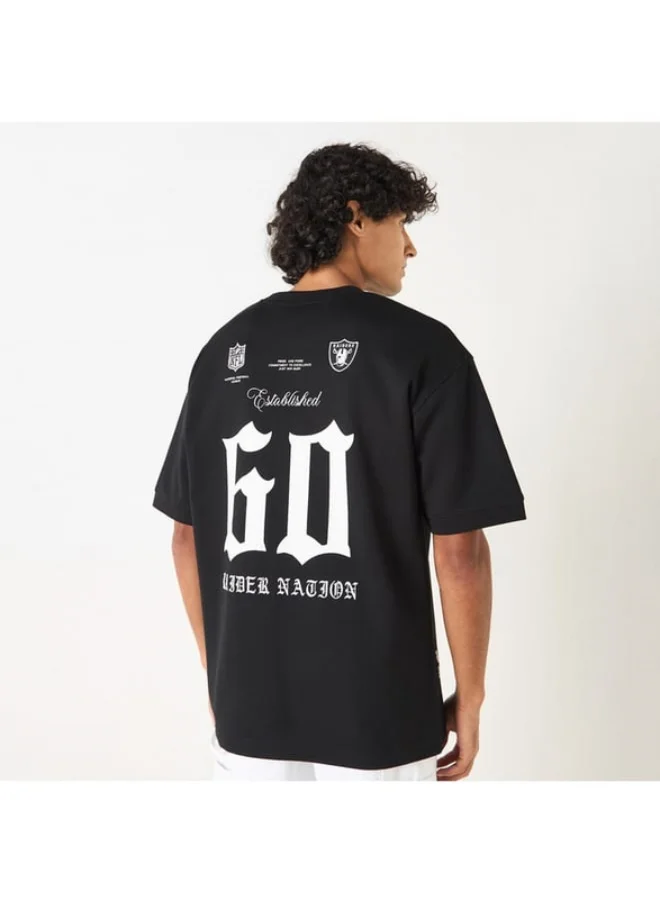 SP Characters Raiders Print Oversized T-shirt with Short Sleeves
