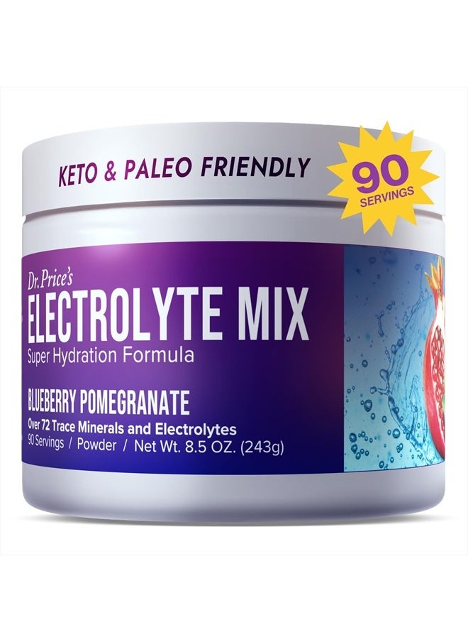 Dr. Price's Vitamins - Electrolytes Powder No Sugar - Electrolyte Mix - Hydration Drink - Keto Electrolytes - Fasting Electrolytes - Water Enhancer, No Tablets, Non-GMO, Sports Drink - 90 Servings Blueberry-Pomegranate - Image 1
