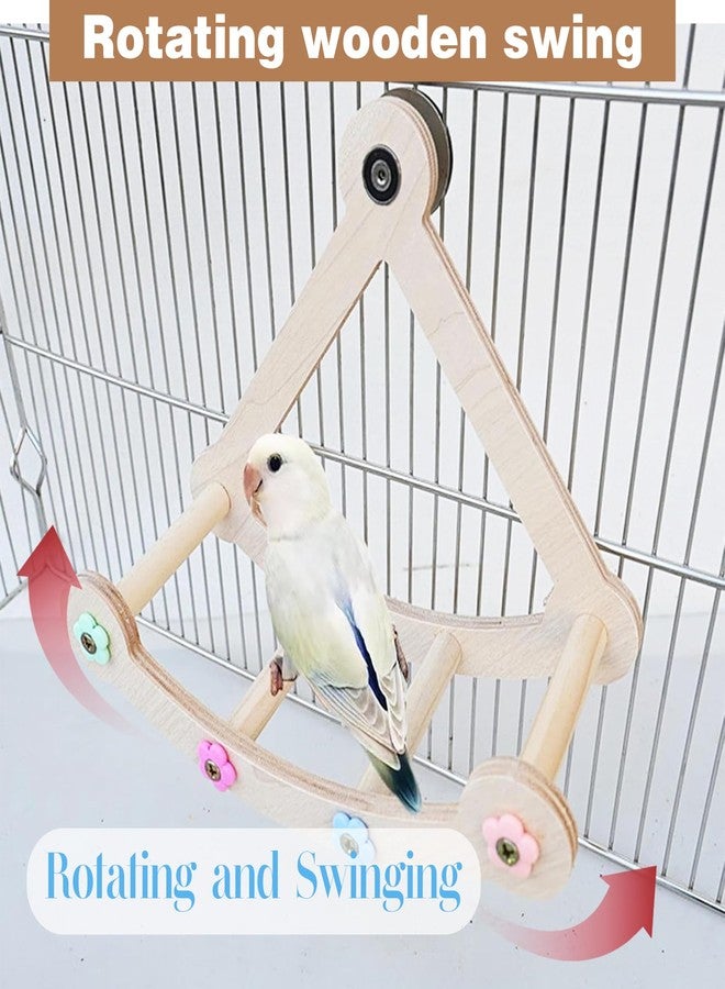 DINTSTYLE Bird Stand Perch,Interactive Rocking Parakeet Perch, Wooden Exercise Wheel Cockatiel, Parrot Swing,Bird Playground Play Stands for Conure Budgie(A) - Image 5