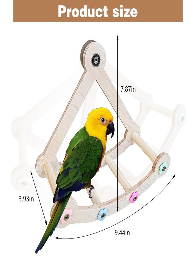 DINTSTYLE Bird Stand Perch,Interactive Rocking Parakeet Perch, Wooden Exercise Wheel Cockatiel, Parrot Swing,Bird Playground Play Stands for Conure Budgie(A) - Image 2