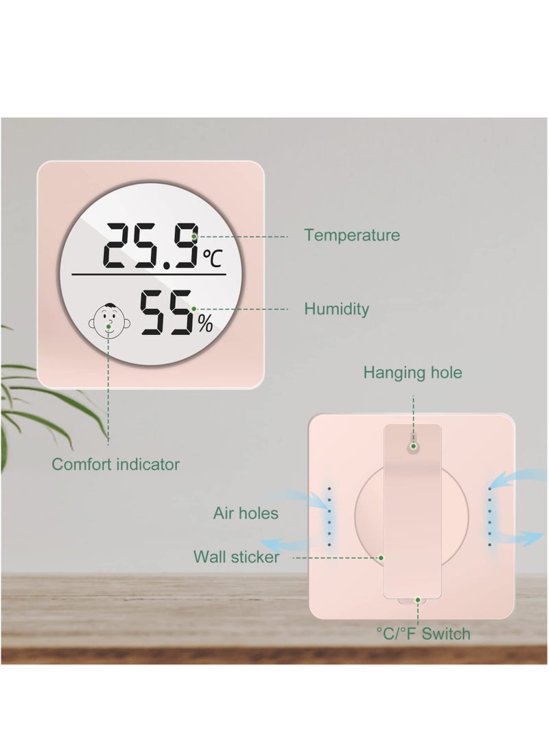 Digital Hygrometer Indoor Thermometer, Mini Room Thermometer and Humidity Gauge with Temperature Humidity Monitor for Home Bedroom Baby Room Office Greenhouse Pink - Image 5