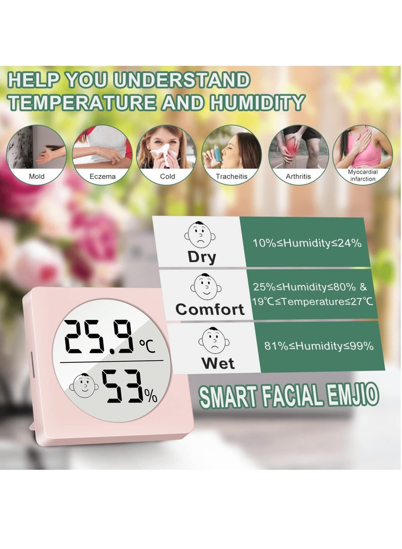 Digital Hygrometer Indoor Thermometer, Mini Room Thermometer and Humidity Gauge with Temperature Humidity Monitor for Home Bedroom Baby Room Office Greenhouse Pink - Image 3