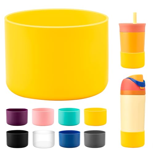 Bluwing Silicone Boot for Owala Kids Water Bottle 14/16 oz, Anti-Slip Protective Sleeve Bottom Protector for Owala Kids Tumbler 12oz, FreeSip 16oz(Yellow) - Image 1
