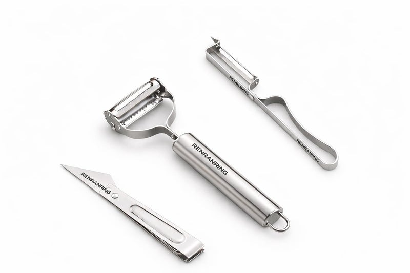 RENRANRING Julienne Peeler for Vegetables and Fruits Salad (3 in 1 Silver) - Image 1