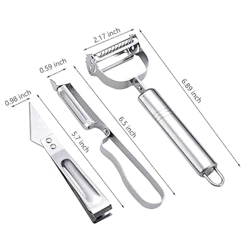 RENRANRING Julienne Peeler for Vegetables and Fruits Salad (3 in 1 Silver) - Image 5