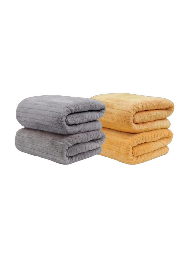 QUARRYUS Microfiber Towel 90x160 cm 2 PCS Bath Towel Microfiber Soft, Durable and Light Weight Bundle（grey+yellow） - Image 1