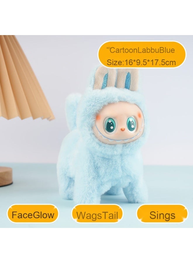 NIBEMINENT Electric LABUBU Plush Toys, Cartoon Silicone Faces, Face Glowing, Running, Singing Gift Toys 