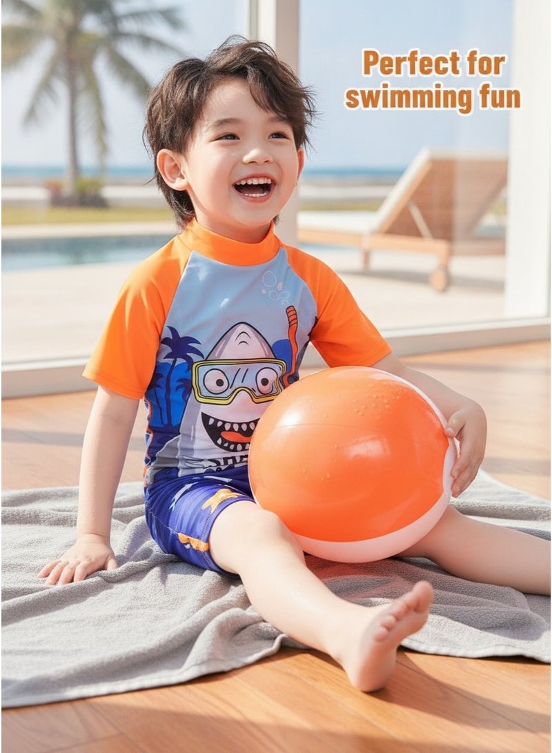 Toddler Boys One-Piece Shark Print Swimsuit Kids Swimwear Children Short Sleeves Swimming Clothing Beachwear Quick Dry Bathing Suit for Summer - Image 4