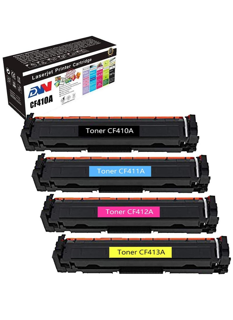 دي دبليو خراطيش حبر متوافقة بديلة لخراطيش الحبر المتوافقة ل HP 410A CF410A CF410A CF411A CF412A CF413A لطابعة الليزر الملونة MFP M477fnw M477fdn M477fdn M477fdw M477fdw M452dn M452dn M452w M452dw (1 أسود/1 سماوي/1 أزرق سماوي/1 أرجواني/1 أصفر)  - Image 1
