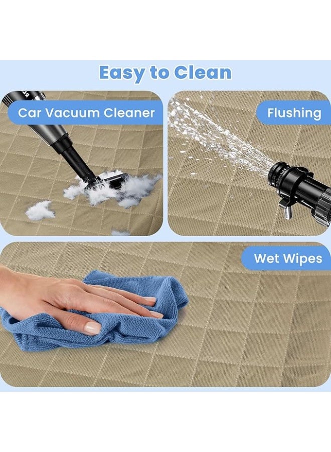 Dog Car Seat Covers, Waterproof Front Seat Cover for Dogs, Scratch-Proof, Nonslip Pet Passenger Seat Cover Protector, Universal Fit for Cars Trucks SUVs, Standard Size, BIEGE - Image 2