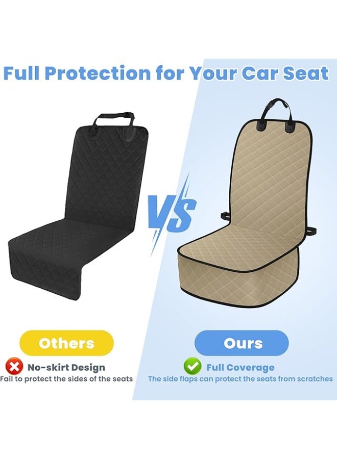 Dog Car Seat Covers, Waterproof Front Seat Cover for Dogs, Scratch-Proof, Nonslip Pet Passenger Seat Cover Protector, Universal Fit for Cars Trucks SUVs, Standard Size, BIEGE - Image 3