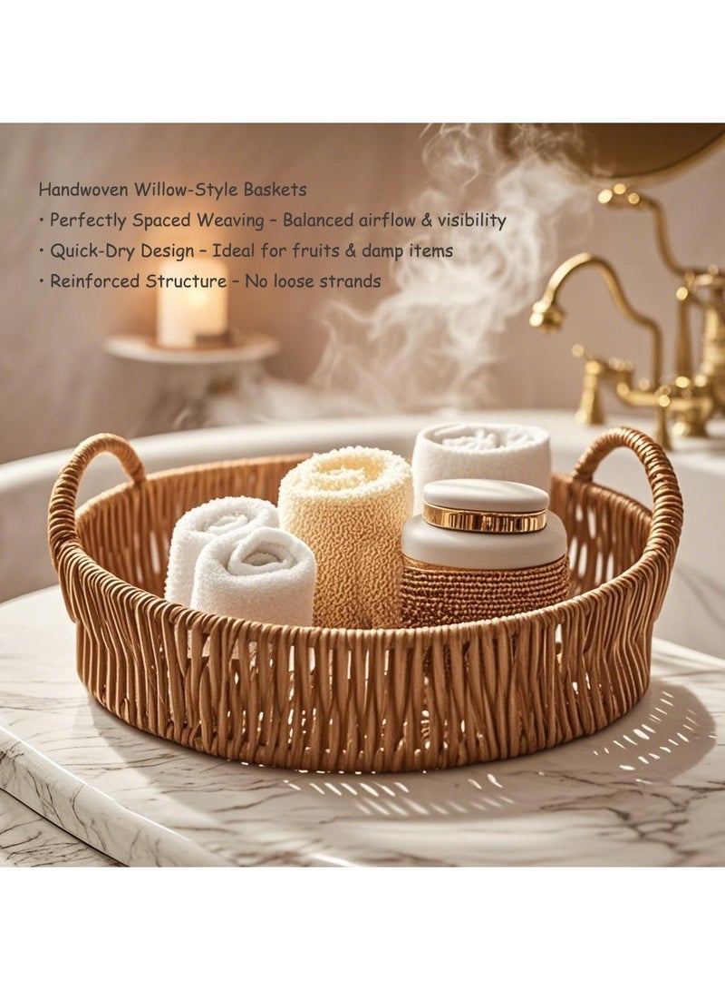 Three handmade rattan round trays in a combination set, practical and beautiful at the same time  - Image 3