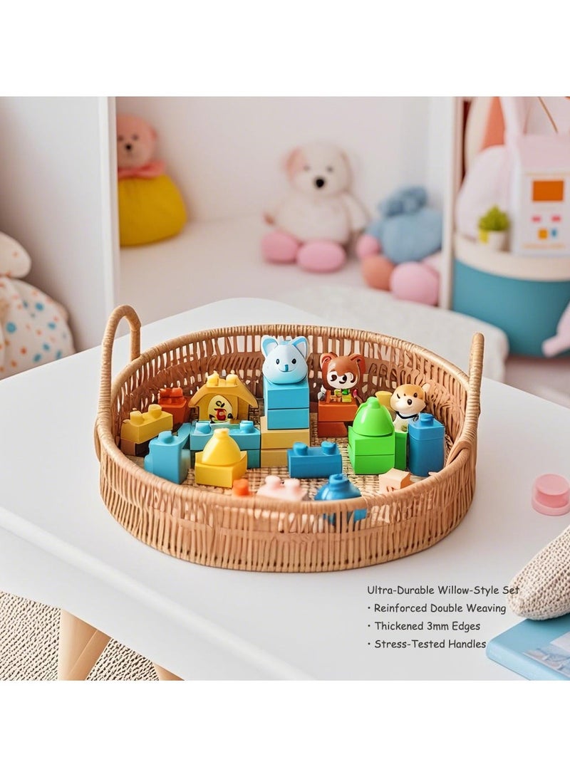 Three handmade rattan round trays in a combination set, practical and beautiful at the same time  - Image 2