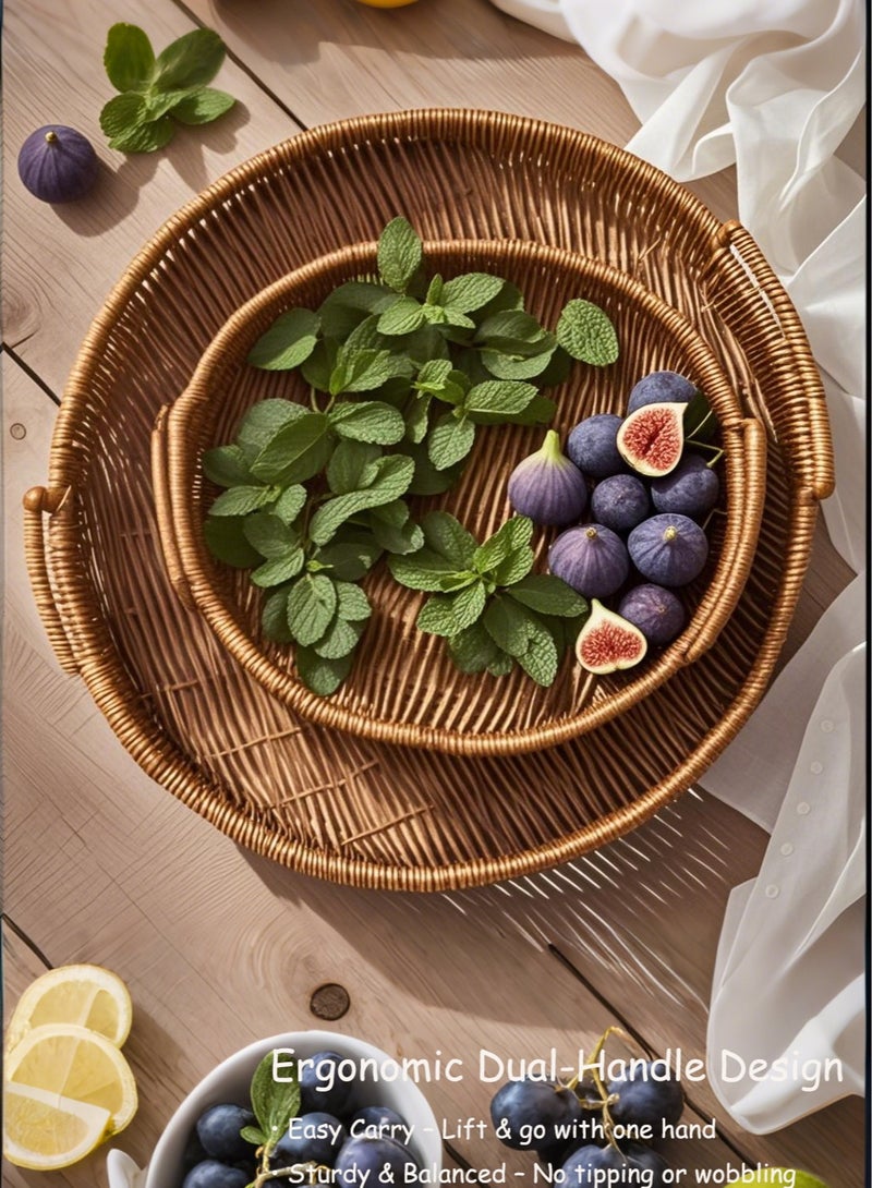 Three handmade rattan round trays in a combination set, practical and beautiful at the same time  - Image 4