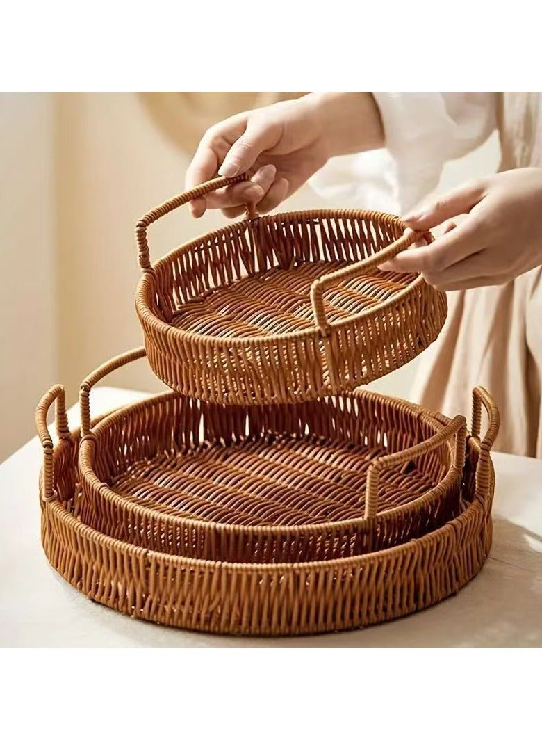 Three handmade rattan round trays in a combination set, practical and beautiful at the same time  - Image 5