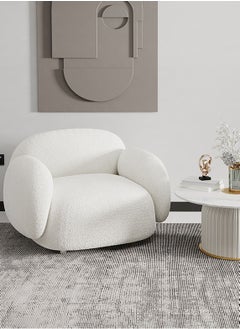 Merry Moments Sofa Chair White Boucle Armchair Upholstered Armchair Lounge Chair Beauty Salon Sofa Dining Chair Makeup Chair for Bedroom Living Dining Retail Minimalist H70xW85xL85 cm  - Image 1