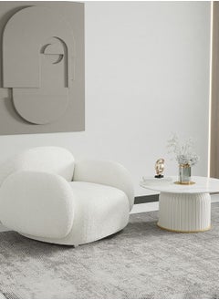 Merry Moments Sofa Chair White Boucle Armchair Upholstered Armchair Lounge Chair Beauty Salon Sofa Dining Chair Makeup Chair for Bedroom Living Dining Retail Minimalist H70xW85xL85 cm  - Image 3