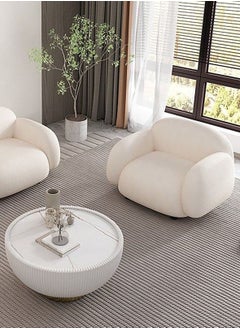 Merry Moments Sofa Chair White Boucle Armchair Upholstered Armchair Lounge Chair Beauty Salon Sofa Dining Chair Makeup Chair for Bedroom Living Dining Retail Minimalist H70xW85xL85 cm  - Image 4