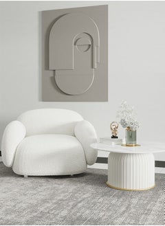 Merry Moments Sofa Chair White Boucle Armchair Upholstered Armchair Lounge Chair Beauty Salon Sofa Dining Chair Makeup Chair for Bedroom Living Dining Retail Minimalist H70xW85xL85 cm  - Image 2