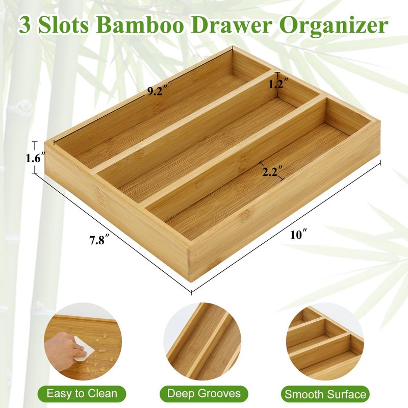 Hilislog Small Silverware Drawer Organizer Kitchen Utensils Trays For Drawer Bamboo Cutlery Tray Skinny Flatware Organizer Narrow Spoon Fork Cutlery Holder Drawer Flatware Trays Slim Silverware Organizers - Image 4