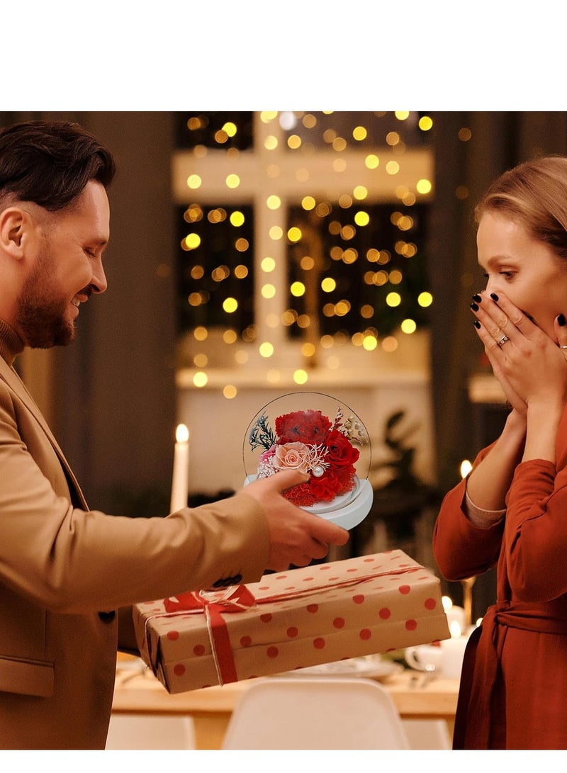 SYOSI زهور حقيقية دائمة للطبيعة، هدية زهرية فريدة لك لإرسال الحب لجميع المناسبات، ديكور داخلي (قرنفل أحمر، وردة وردية، وردة حمراء) - Image 4